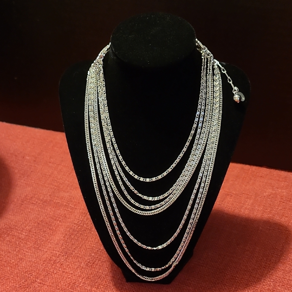 Elegant Silver Multi-Layer Necklace